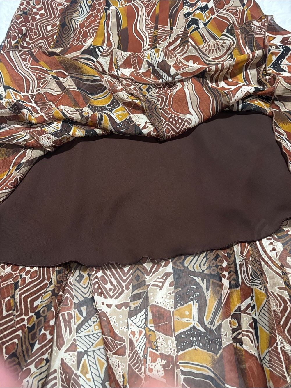 Ruby Rd. Brown Multi Printed Circle Skirt - Picture 7 of 7